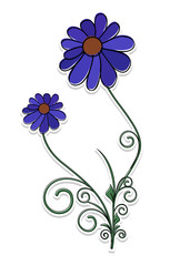 Blue Decorative Flowers Vector