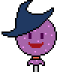 Fototapeta premium vector pixel art witch candy