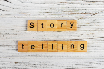 Term Story Telling word made with wooden blocks concept