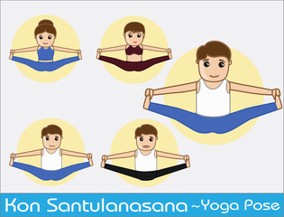 Yoga Cartoon Vector Poses - Kon Santulanasana