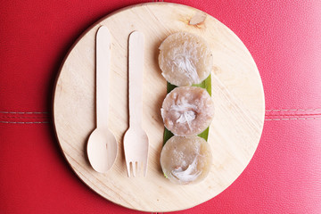 Thai dessert banana cake sweet thai dessert on banana leaf, thai dessert style