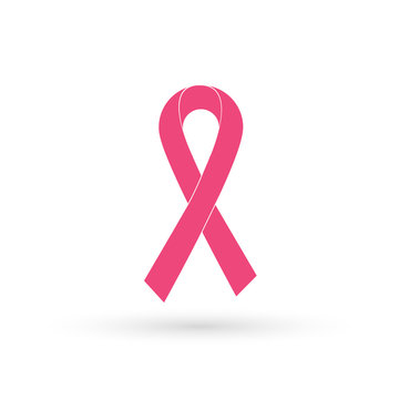 Breast Cancer Awareness pink ribbon on a white background