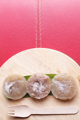 Thai dessert banana cake sweet thai dessert on banana leaf, thai dessert style