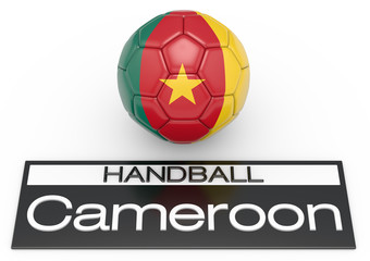 Handball mit Kamerun Flagge, Version 1, 3D-Rendering