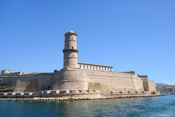 Foto op Plexiglas Vestingwerk Le fort Saint-Jean de Marseille avec sa tour
