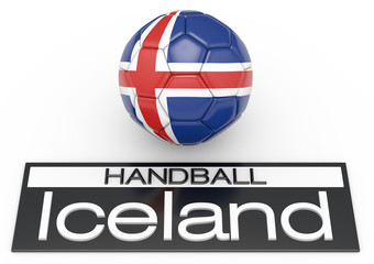 Handball mit Island Flagge, Version 1, 3D-Rendering