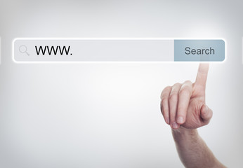Empty Address Bar and Pointing Hand, Internet Surfing the Web Concept