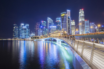 Fototapeta na wymiar Singapore business district at night.