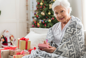 Obraz na płótnie Canvas Calm elderly lady is resting at home