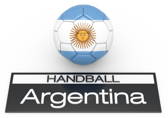 Handball mit Argentinien Flagge, Version 1, 3D-Rendering