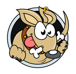 Funny Dog with Bone Vector Portrait mascot style