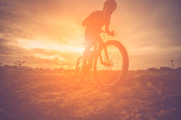Fototapeta na wymiar Silhouette of mountain bike
