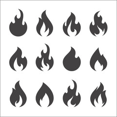 Fire flames, set vector icons © karrina