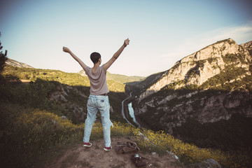 Woman on mountain