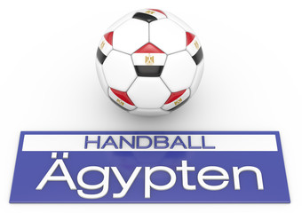 Handball mit Ägyptenh Flagge, Deutsche Version 2, 3D-Rendering