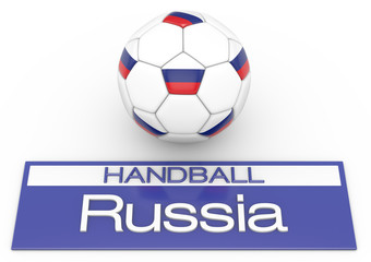 Handball mit Russland Flagge, Version 2, 3D-Rendering