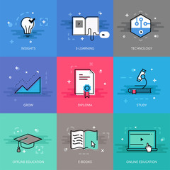 Education theme in flat line