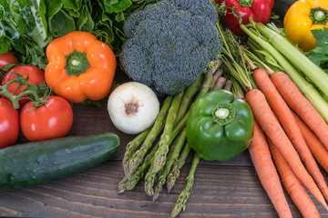 Fresh Vegetables on Wood Table