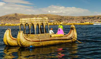 Titicaca Lake, Uros traditional ship, Peru