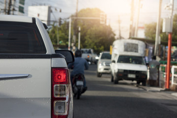 Cars on the road heading towards the goal of the trip. tourism And Race car.