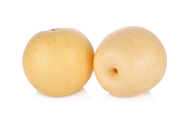 whole ripe century pear on white background