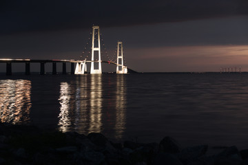 Storebæltsbroen bridge during night