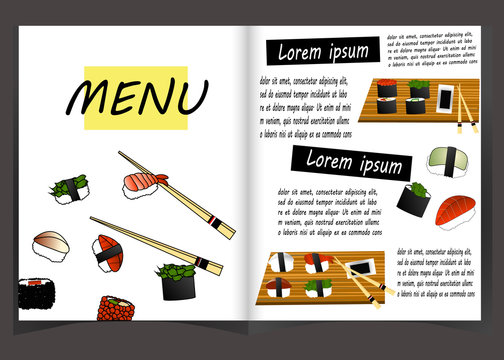 Japanese cuisine restaurant menu template.