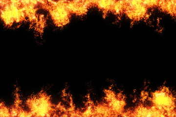 abstract overlay Fire flames on a black background.