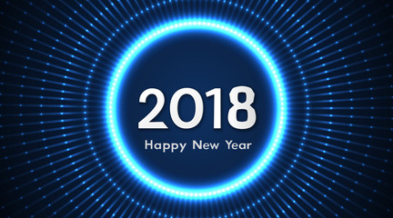 2018 year background, glowing numbers, Vector design.