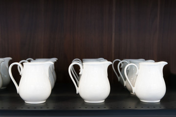 The beautiful white ceramic milk jug.