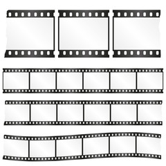 Vector worn torn film strips - waveform and straight strip. Insulated windows - you can create variable long straight filmstrip. Eps 10 vector file.