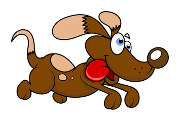 Running Funny Cartoon Puppy Vector
