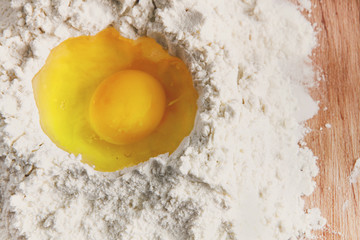 Cooking ingredients for baking, eggs and flour