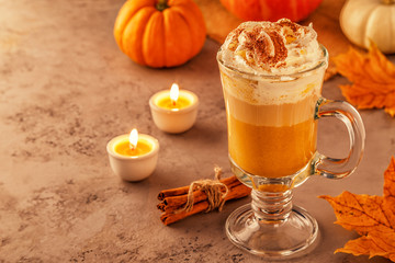 Pumpkin spice latte with whipped cream