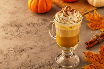 Pumpkin spice latte with whipped cream
