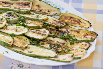 Plate of grilled zucchini