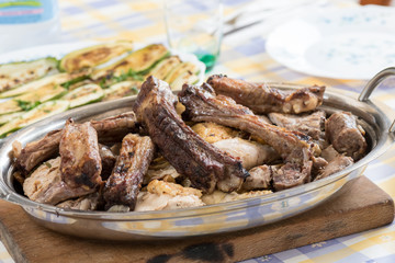 Cooked tasty mixed grilled meat