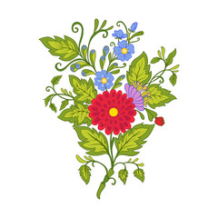 Colored vintage flowers bouquet or pattern 
