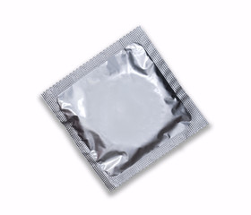 Condom package isolated on white background