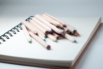 Notebook with crayon