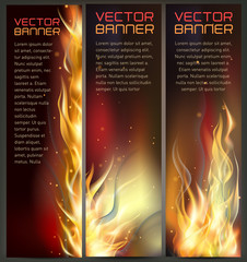illustration of set of fire flame banner