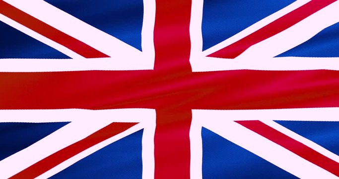 closeup of waving flag of union jack, uk great britain england symbol, named united kingdom flag