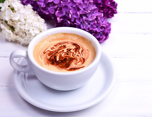 coffee cappuccino in white mug