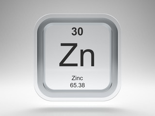Zinc symbol on modern glass and metal rounded square icon