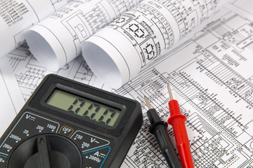 electrical engineering drawings and digital multimeter