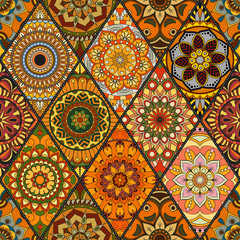 Seamless pattern. Vintage decorative elements. Hand drawn background. Islam, Arabic, Indian, ottoman motifs. Perfect for printing on fabric or paper.