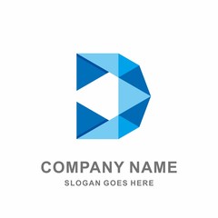 Monogram Letter D Geometric Triangle Digital Technology Computer Business Company Stock Vector Logo Design Template