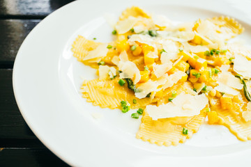 Ravioli pasta with pumpkin and cheese
