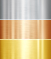 Set of metal textures. Gold, silver, bronze