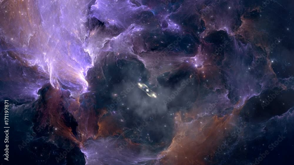 Wall mural flying through nebula and star fields after the supernova explosion in deep space, animation